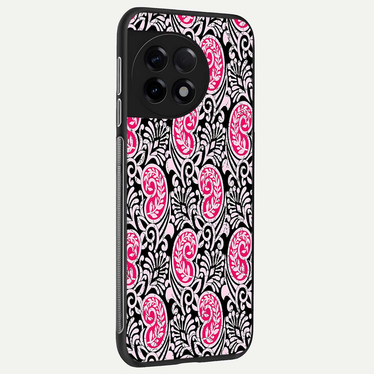  Crimson Paisley Charm back cover For OnePlus 11R slim fit glass case with vibrant aesthetic design
