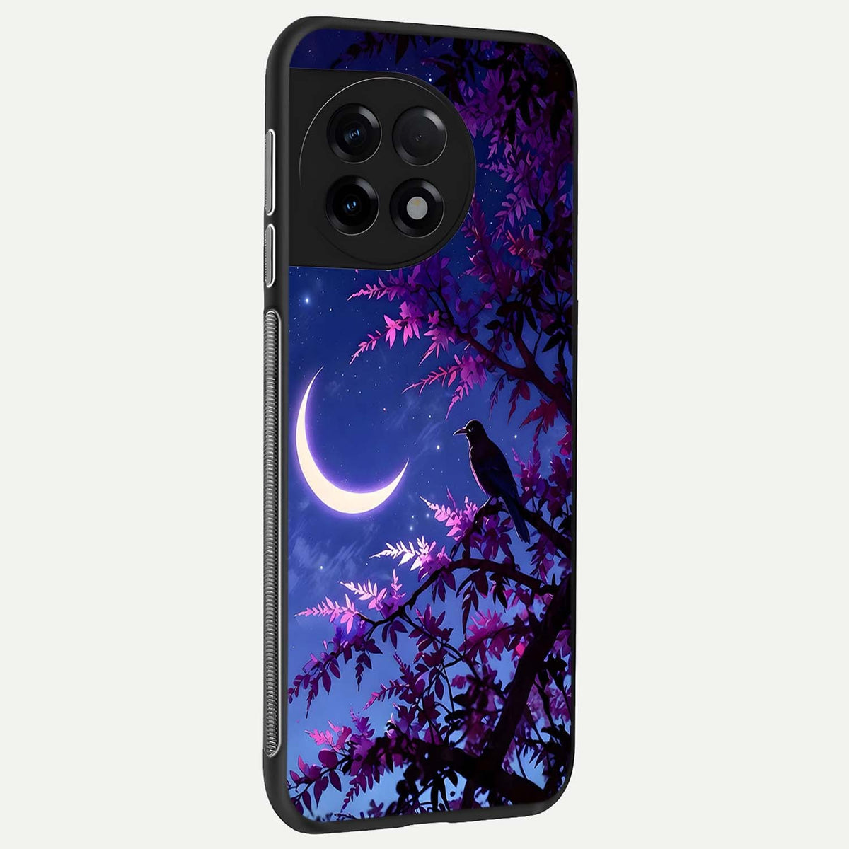  Crow And Moon Scenery back cover For OnePlus 11R slim fit glass case with vibrant aesthetic design