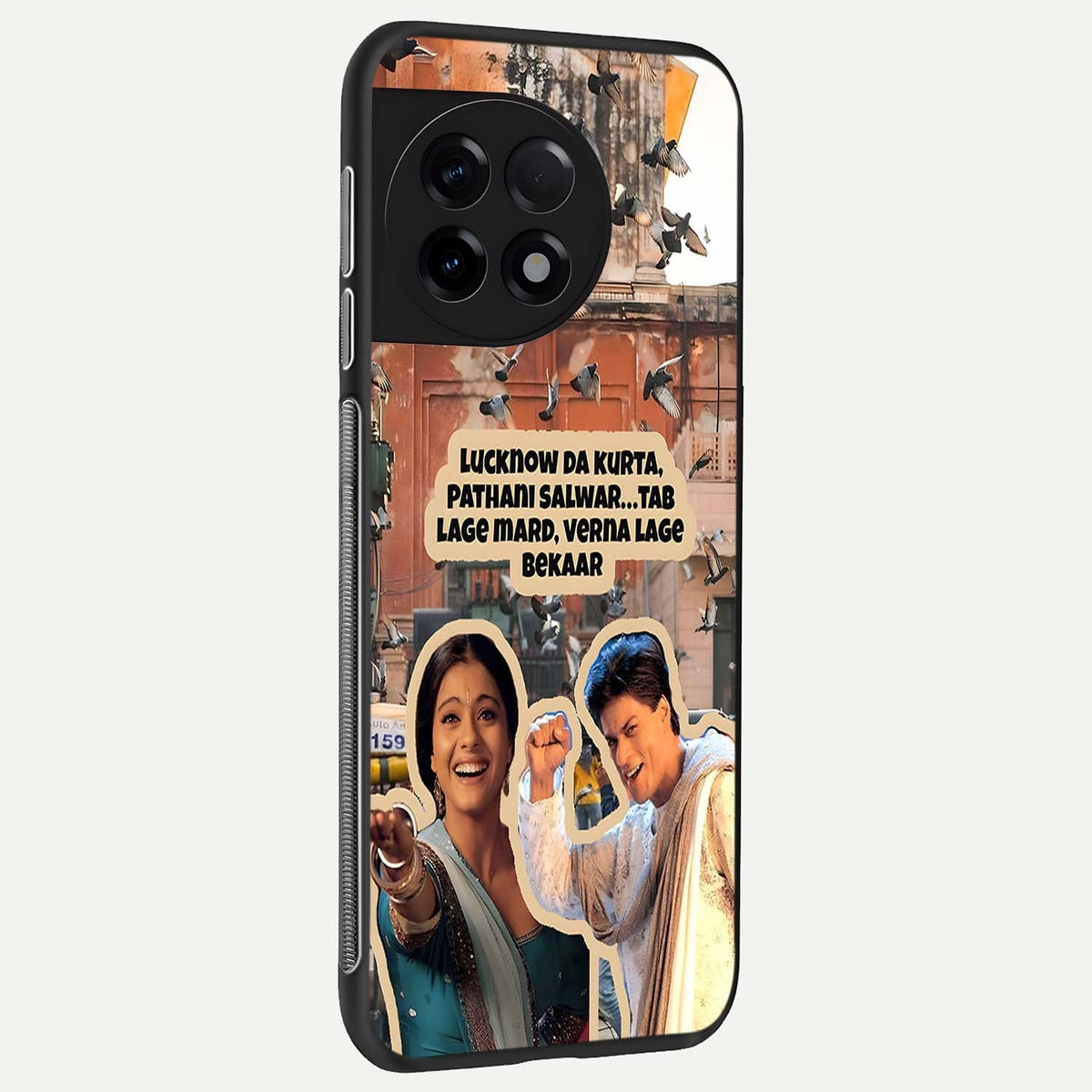  Desi Retro Vibes back cover For OnePlus 11R slim fit glass case with vibrant aesthetic design