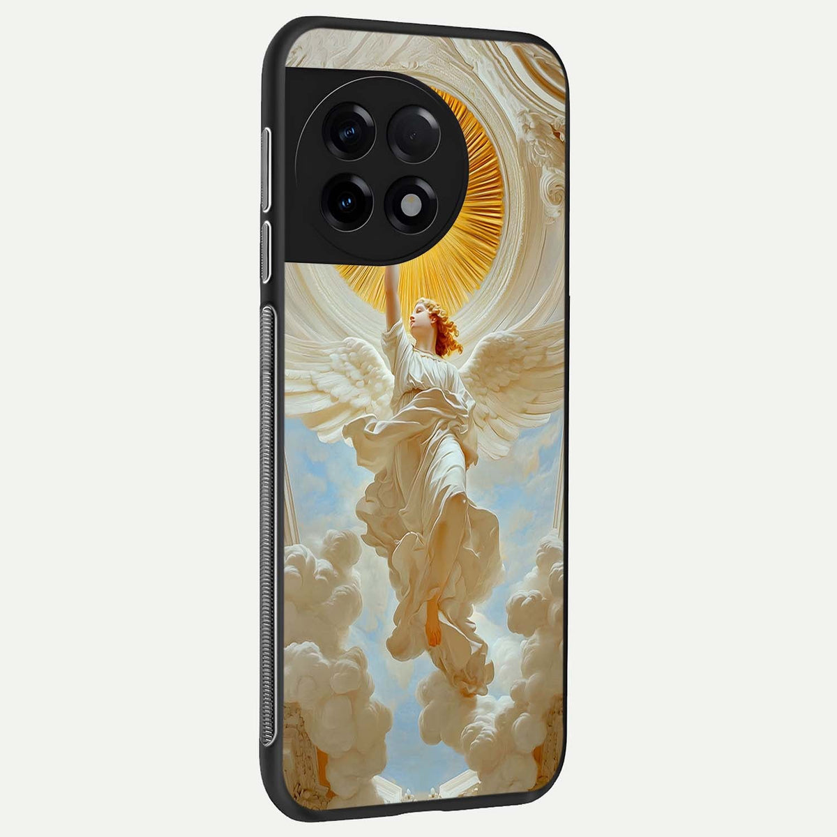  Divine Light Angel back cover For OnePlus 11R slim fit glass case with vibrant aesthetic design