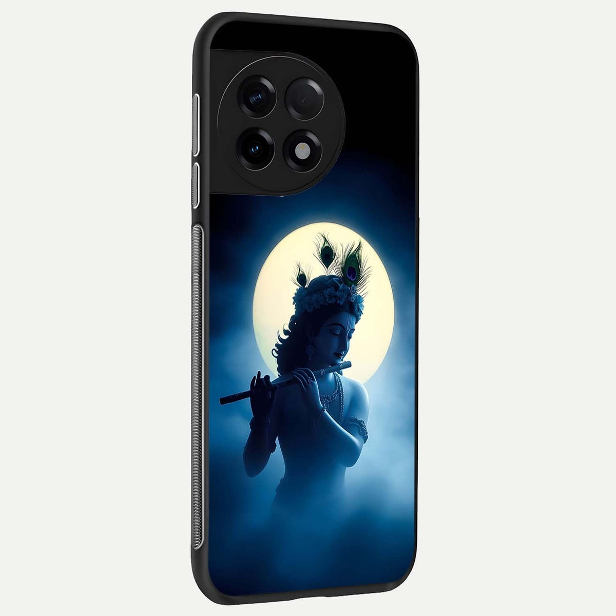  Divine Moon Flute back cover For OnePlus 11R slim fit glass case with vibrant aesthetic design