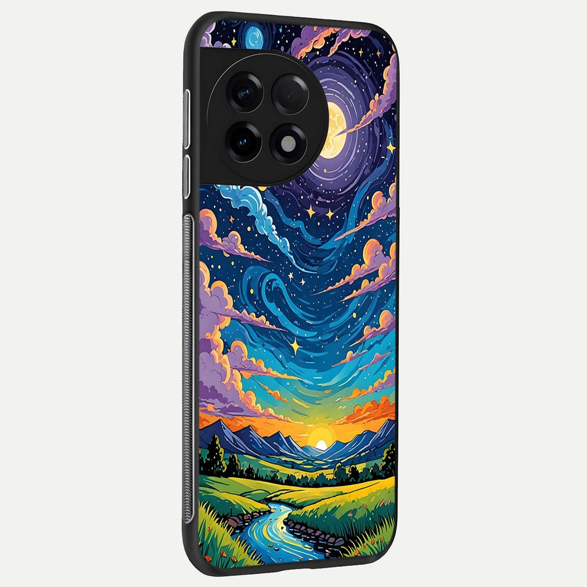  Dreamy Night Landscape back cover For OnePlus 11R slim fit glass case with vibrant aesthetic design