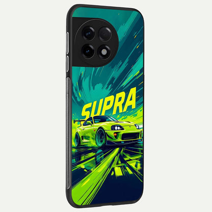  Electric Supra Thunder back cover For OnePlus 11R slim fit glass case with vibrant aesthetic design