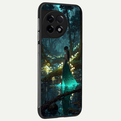  Enchanted Forest Glow back cover For OnePlus 11R slim fit glass case with vibrant aesthetic design