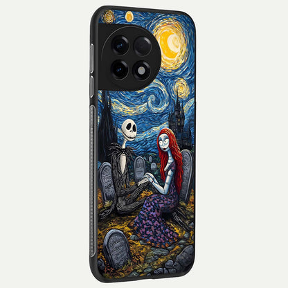  Eternal Night Love back cover For OnePlus 11R slim fit glass case with vibrant aesthetic design