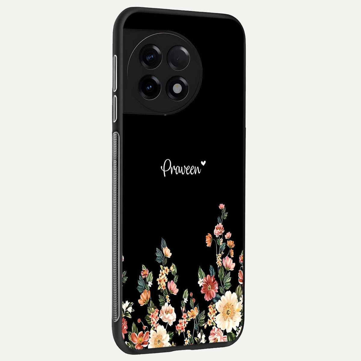  Floral Design Personalized Custom Name back cover For OnePlus 11R slim fit glass case with vibrant aesthetic design