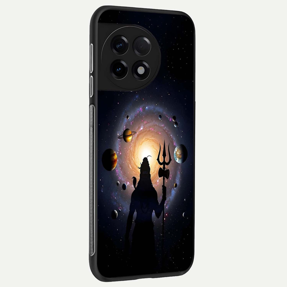  Galactic Shiva Vision back cover For OnePlus 11R slim fit glass case with vibrant aesthetic design