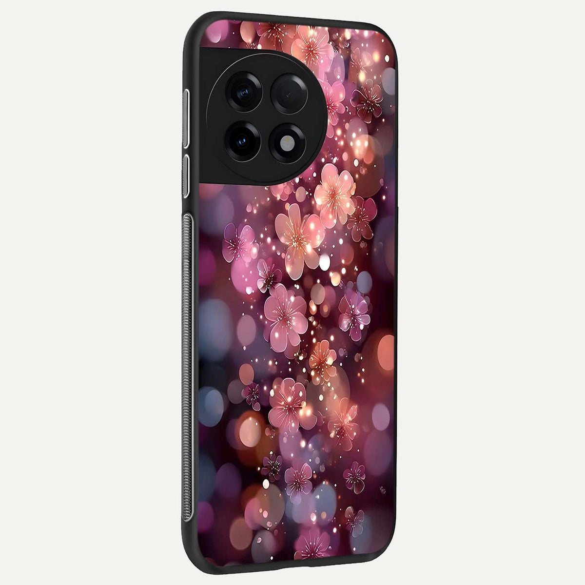  Glowing Petal Bliss back cover For OnePlus 11R slim fit glass case with vibrant aesthetic design