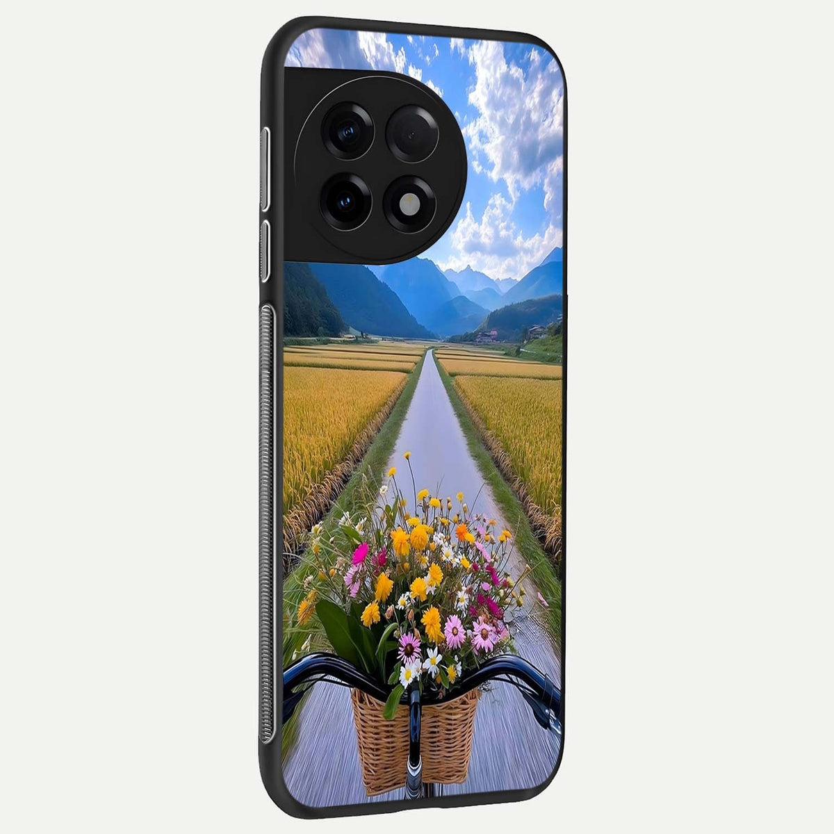  Golden Field Journey back cover For OnePlus 11R slim fit glass case with vibrant aesthetic design