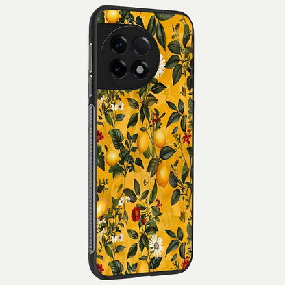 Golden Lemon Field back cover For OnePlus 11R slim fit glass case with vibrant aesthetic design