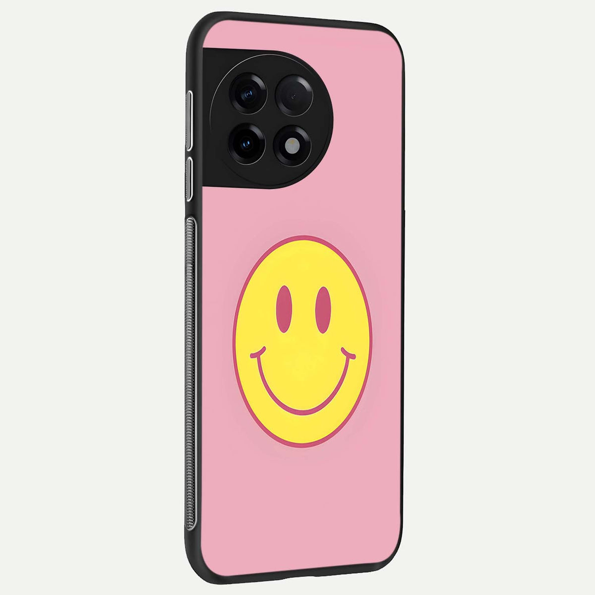  Happy Pink Mood back cover For OnePlus 11R slim fit glass case with vibrant aesthetic design