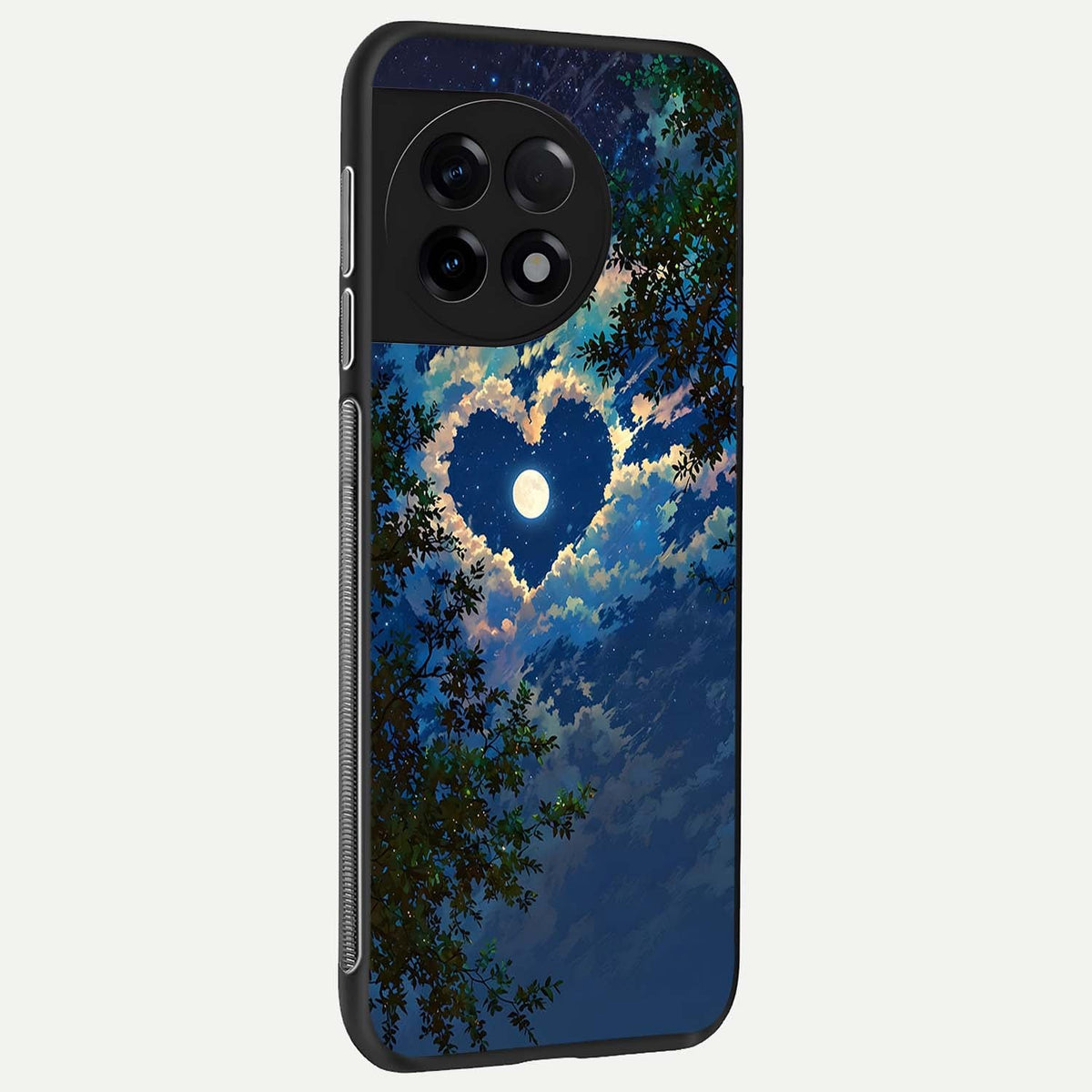  Heart With Moon Sky back cover For OnePlus 11R slim fit glass case with vibrant aesthetic design