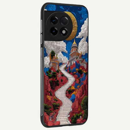  Heavenly Moon Path back cover For OnePlus 11R slim fit glass case with vibrant aesthetic design