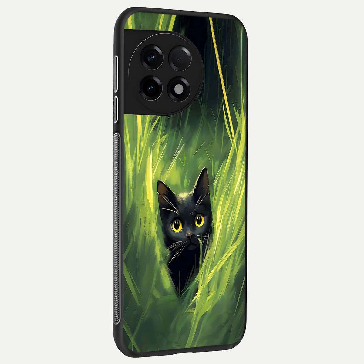  Hidden Cat Whisper back cover For OnePlus 11R slim fit glass case with vibrant aesthetic design