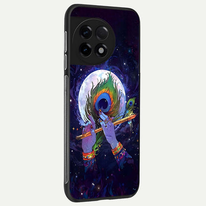  Krishna Hands Art back cover For OnePlus 11R slim fit glass case with vibrant aesthetic design