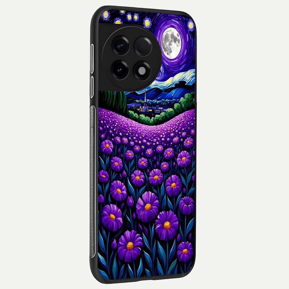  Lavender Moon Field back cover For OnePlus 11R slim fit glass case with vibrant aesthetic design