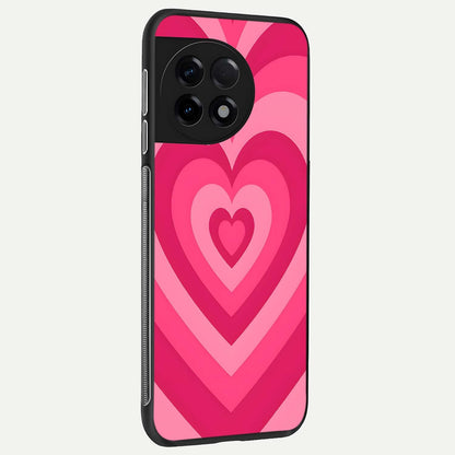 Layered Love Hearts back cover For OnePlus 11R slim fit glass case with vibrant aesthetic design