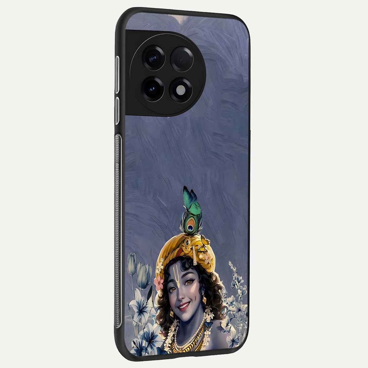  Lord Krishna back cover For OnePlus 11R slim fit glass case with vibrant aesthetic design