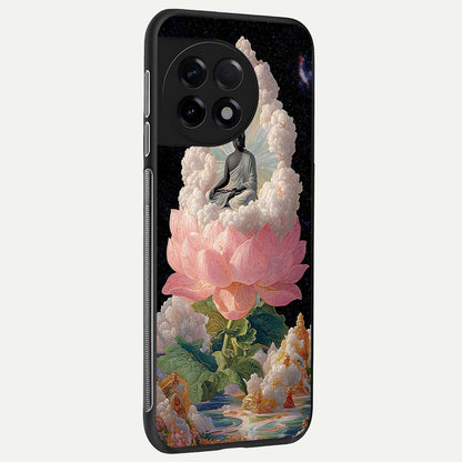  Lotus Divine Peace back cover For OnePlus 11R slim fit glass case with vibrant aesthetic design