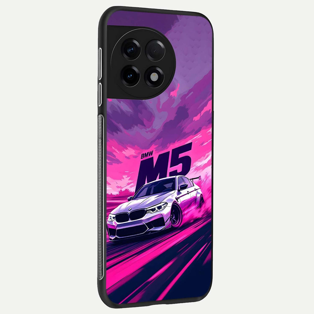  MS Neon Car back cover For OnePlus 11R slim fit glass case with vibrant aesthetic design