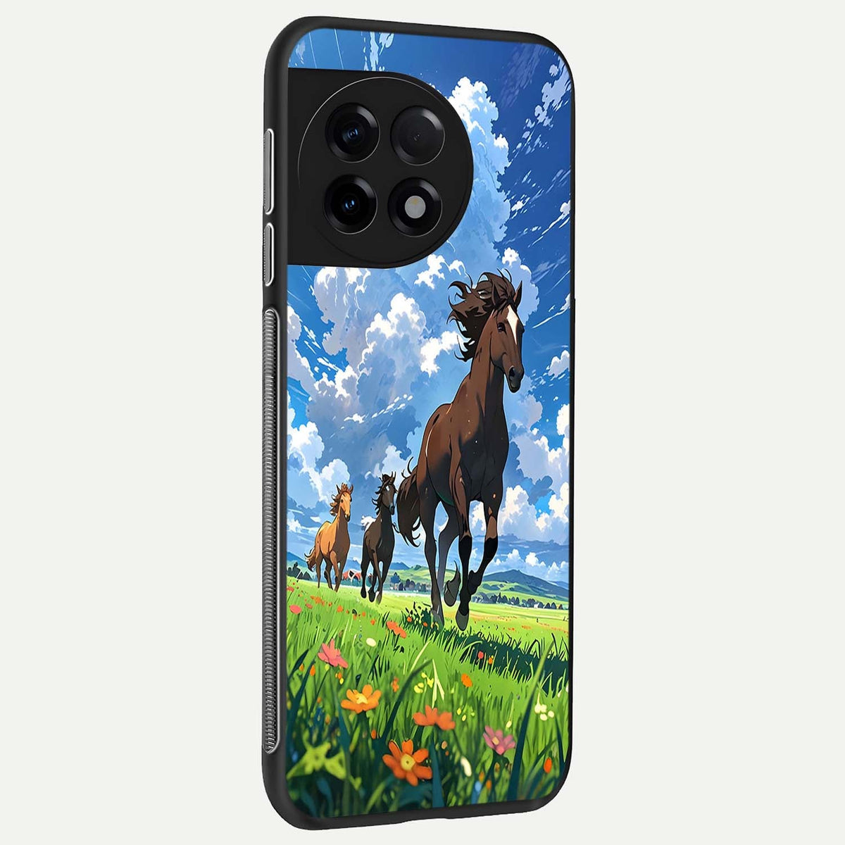  Majestic Horses Galloping back cover For OnePlus 11R slim fit glass case with vibrant aesthetic design