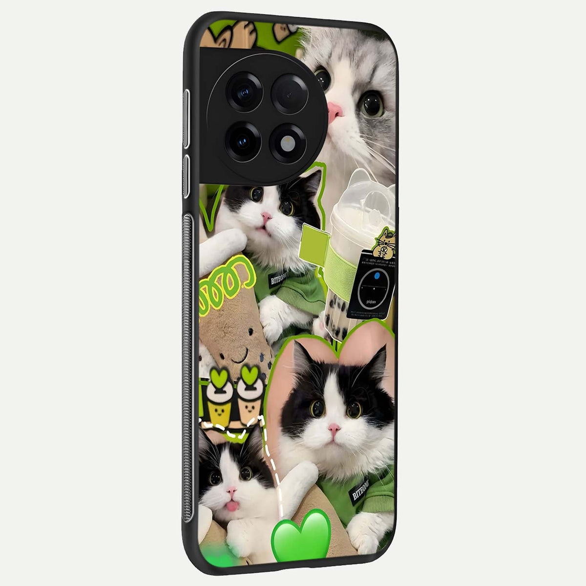  Matcha Cats Mood back cover For OnePlus 11R slim fit glass case with vibrant aesthetic design