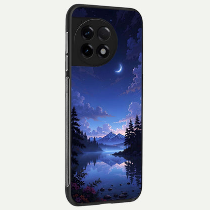  Midnight Lake Peace back cover For OnePlus 11R slim fit glass case with vibrant aesthetic design