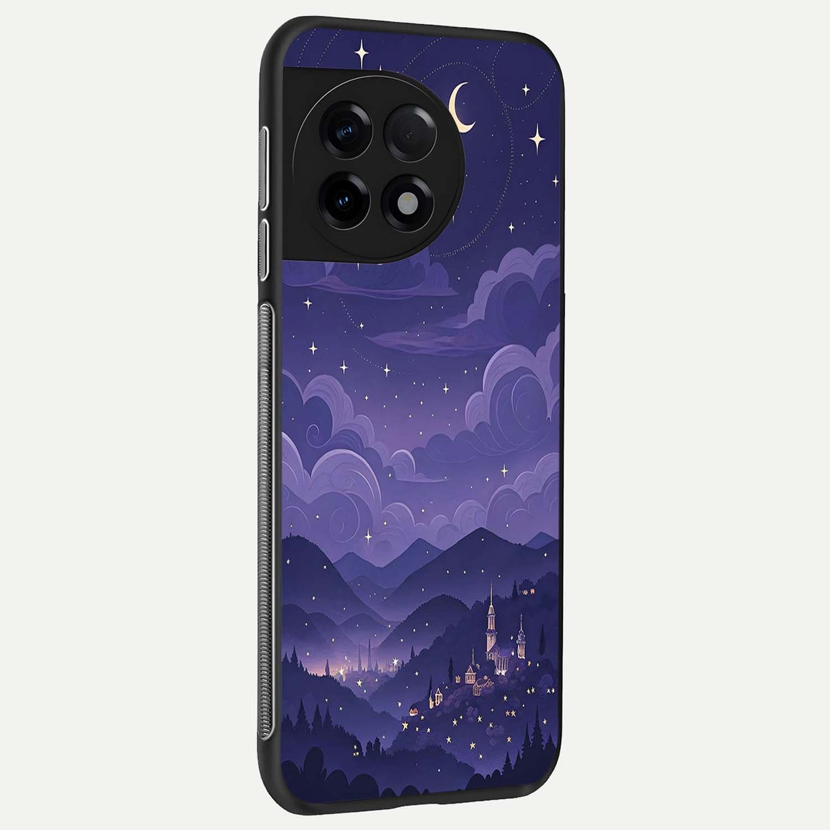  Minimal Night View back cover For OnePlus 11R slim fit glass case with vibrant aesthetic design