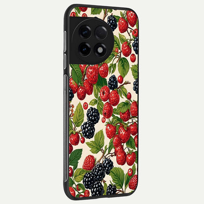  Mixed Berry Collage back cover For OnePlus 11R slim fit glass case with vibrant aesthetic design