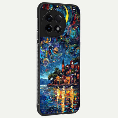  Moonlight Harbor Glow back cover For OnePlus 11R slim fit glass case with vibrant aesthetic design