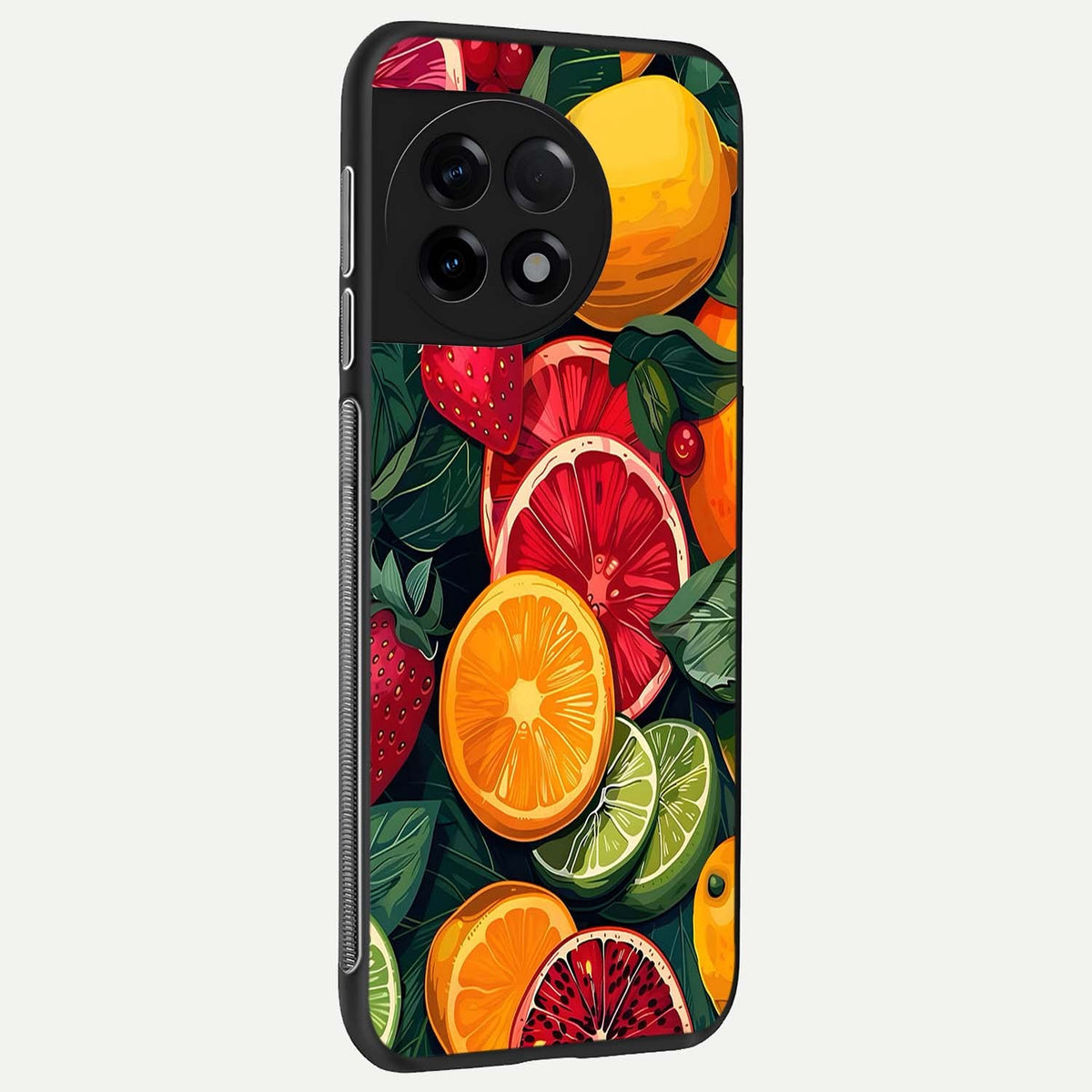 Multiple Fruits back cover For OnePlus 11R slim fit glass case with vibrant aesthetic design