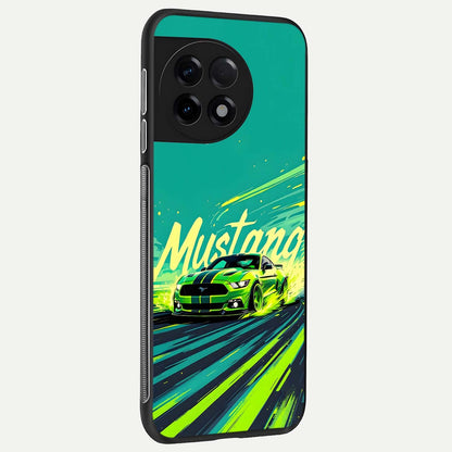  Mustang Bang back cover For OnePlus 11R slim fit glass case with vibrant aesthetic design