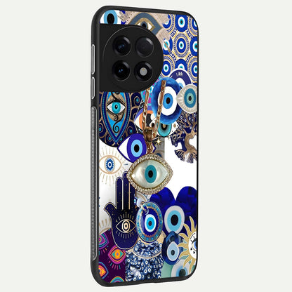  Mystic Charm Eye back cover For OnePlus 11R slim fit glass case with vibrant aesthetic design
