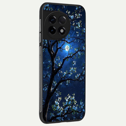  Mystic Floral Night back cover For OnePlus 11R slim fit glass case with vibrant aesthetic design