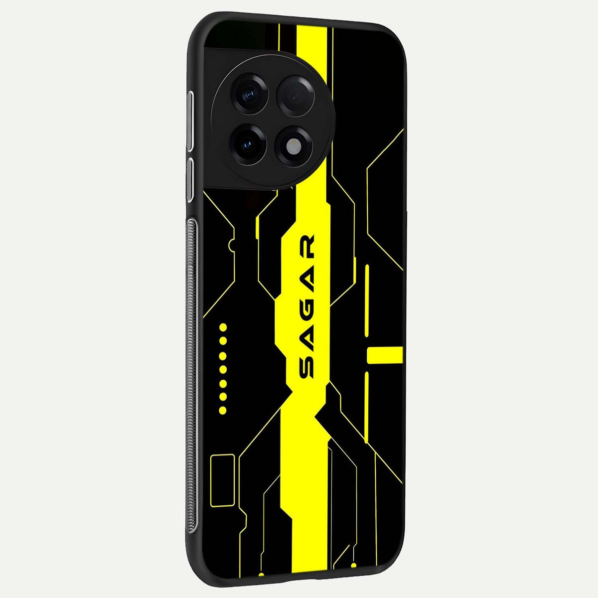  Neon CYBERPUNK Custom Name back cover For OnePlus 11R slim fit glass case with vibrant aesthetic design