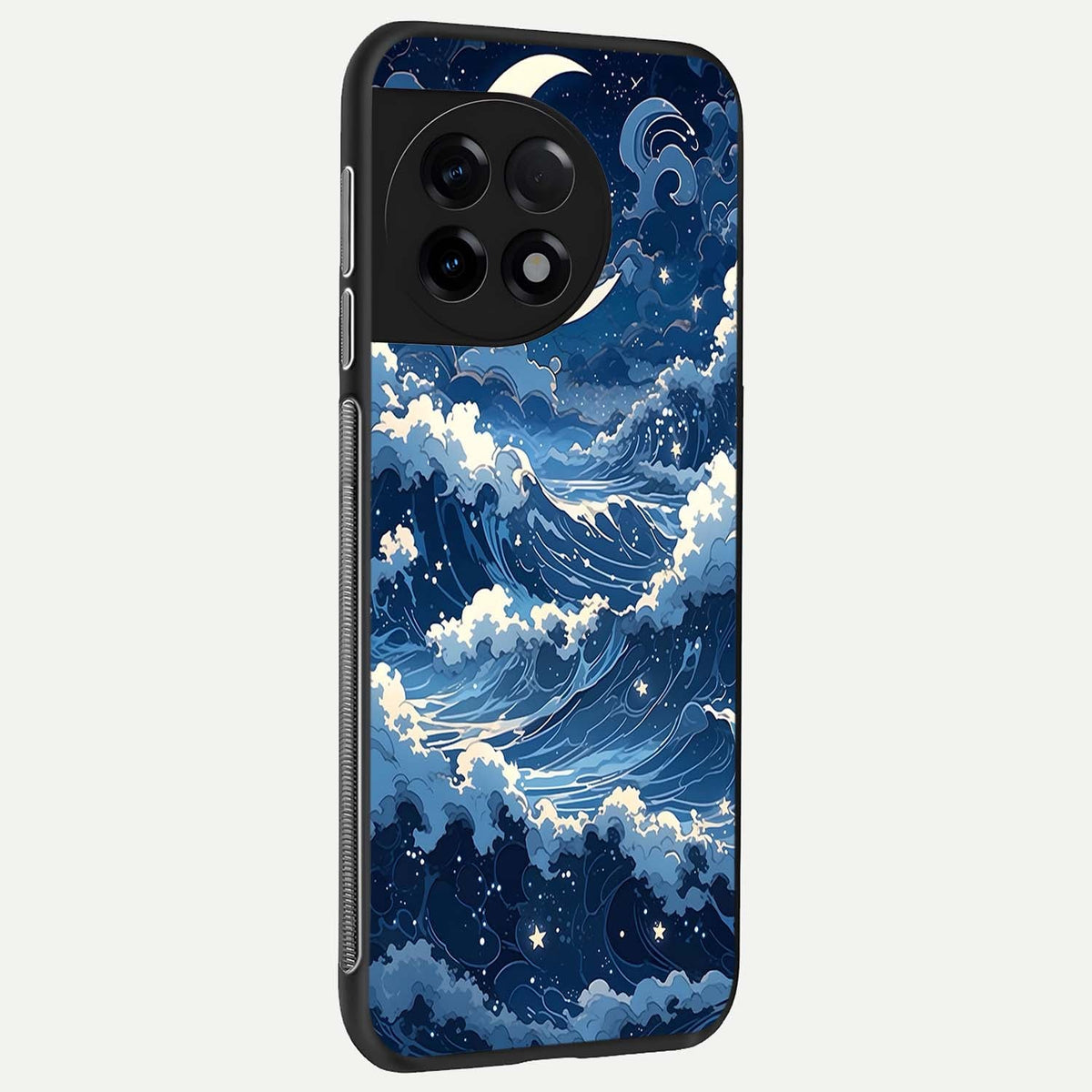  Ocean Moon Waves back cover For OnePlus 11R slim fit glass case with vibrant aesthetic design