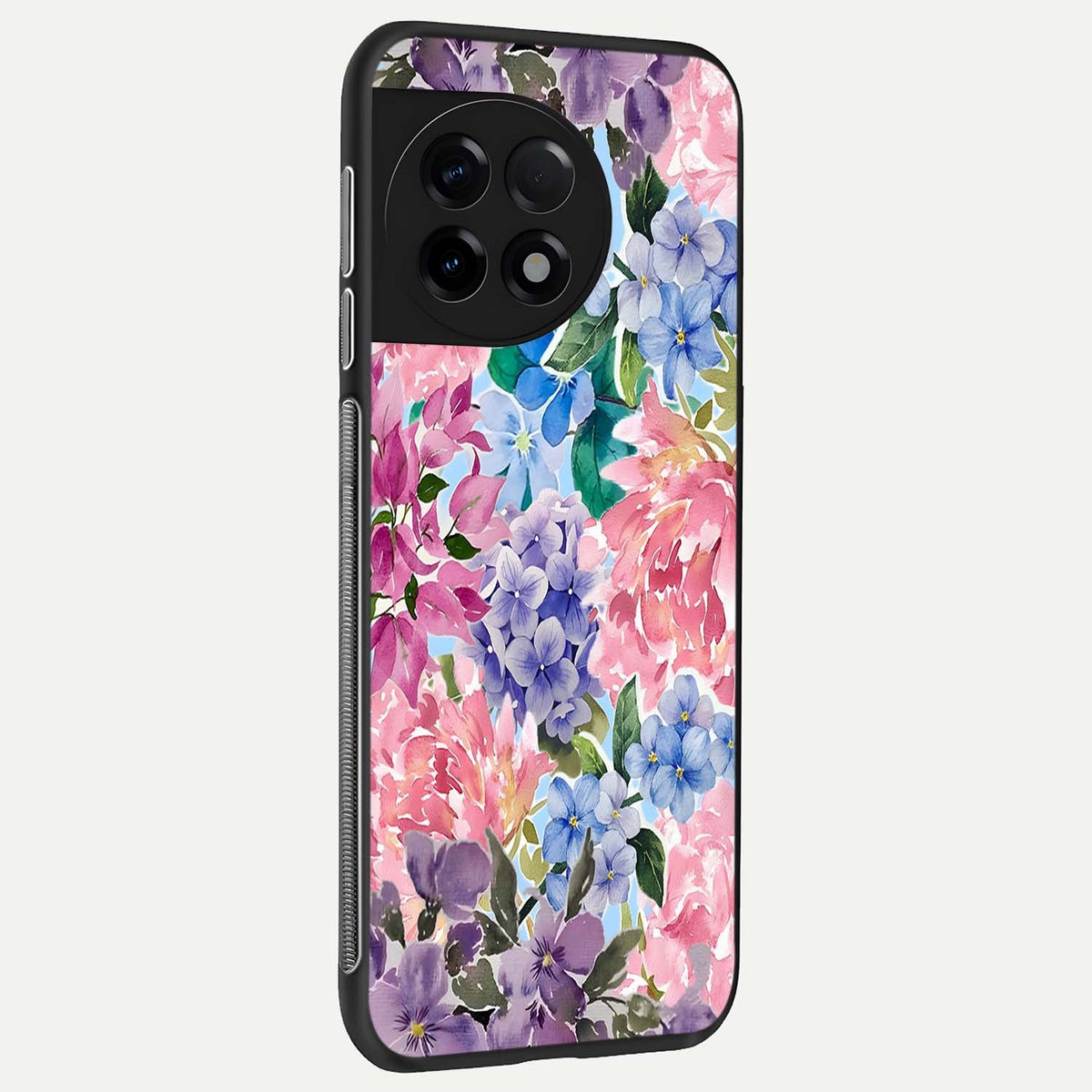  Pastel Floral Mix back cover For OnePlus 11R slim fit glass case with vibrant aesthetic design