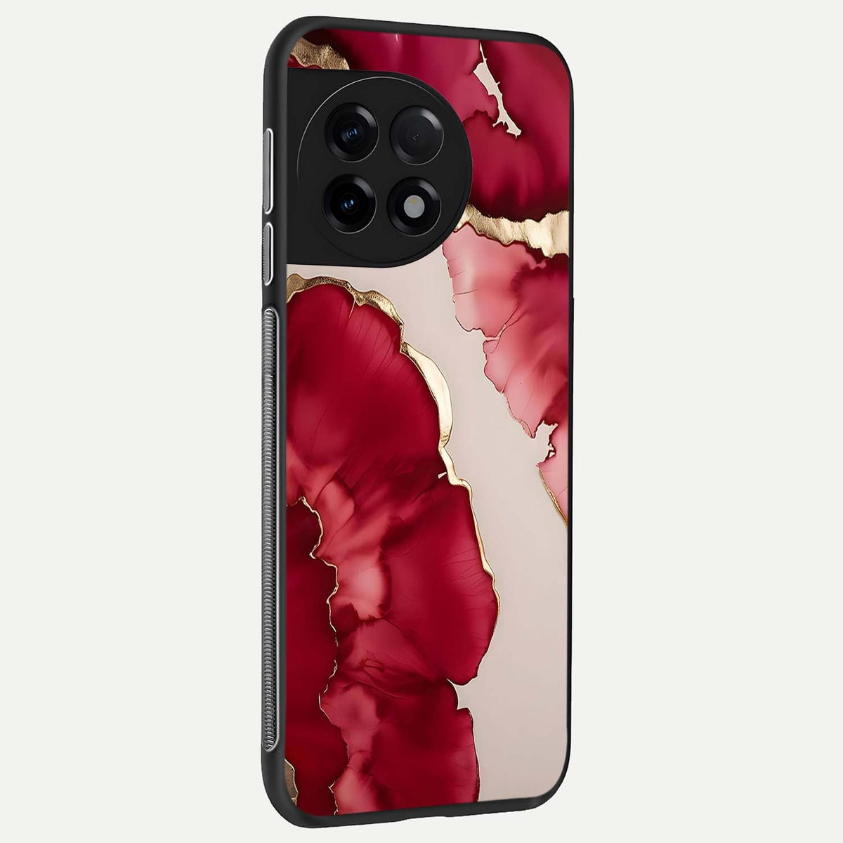  Pink And White Marble back cover For OnePlus 11R slim fit glass case with vibrant aesthetic design