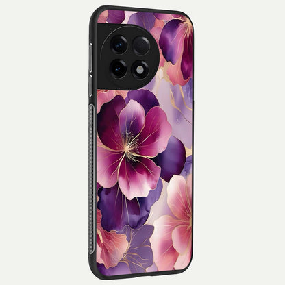  Pink Bouquet Florals back cover For OnePlus 11R slim fit glass case with vibrant aesthetic design