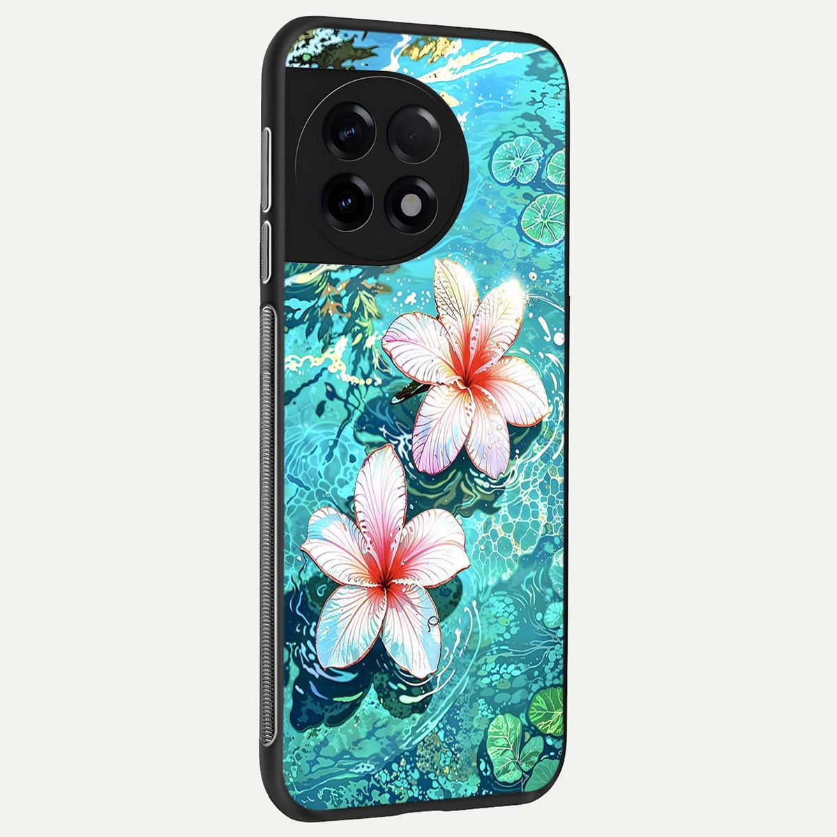  Pink Flowers in Water back cover For OnePlus 11R slim fit glass case with vibrant aesthetic design