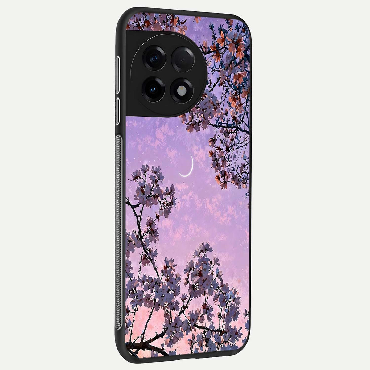  Purple Serenity Moon back cover For OnePlus 11R slim fit glass case with vibrant aesthetic design