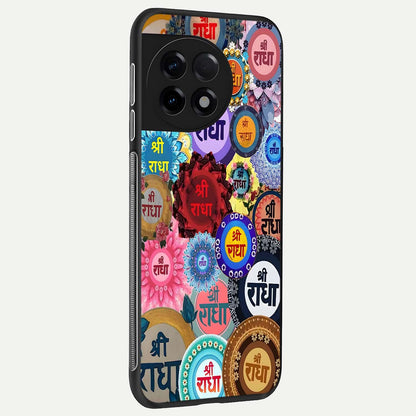  Radha Divine Bloom back cover For OnePlus 11R slim fit glass case with vibrant aesthetic design