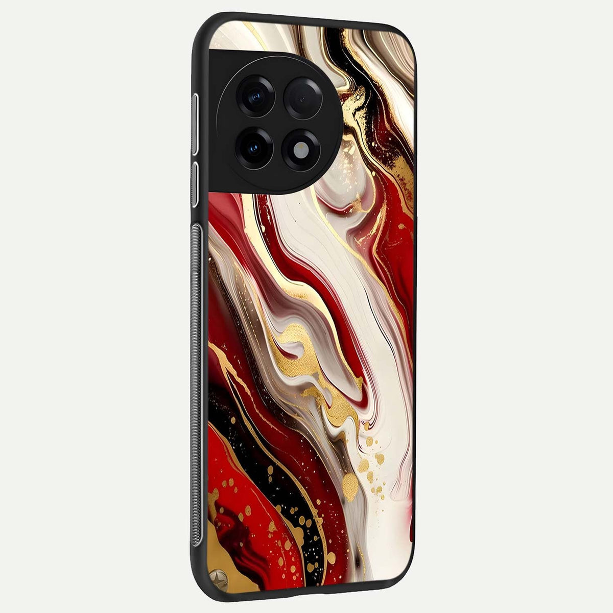  Red And White Marble back cover For OnePlus 11R slim fit glass case with vibrant aesthetic design