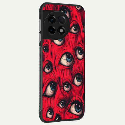  Red Eyes Pattern back cover For OnePlus 11R slim fit glass case with vibrant aesthetic design