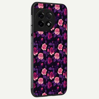  Rose Garden Twilight back cover For OnePlus 11R slim fit glass case with vibrant aesthetic design