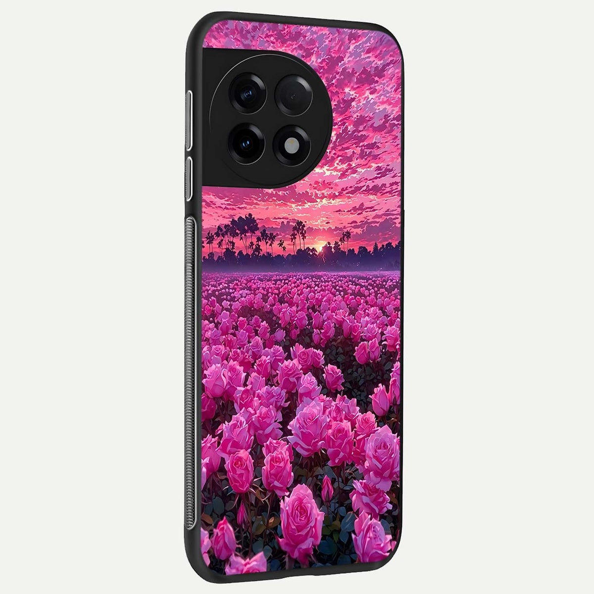  Rose Sunset Valley back cover For OnePlus 11R slim fit glass case with vibrant aesthetic design