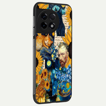  Sunflower Chic Mood Custom Name back cover For OnePlus 11R slim fit glass case with vibrant aesthetic design