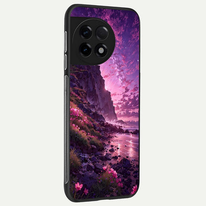  Twilight Blossom Coast back cover For OnePlus 11R slim fit glass case with vibrant aesthetic design