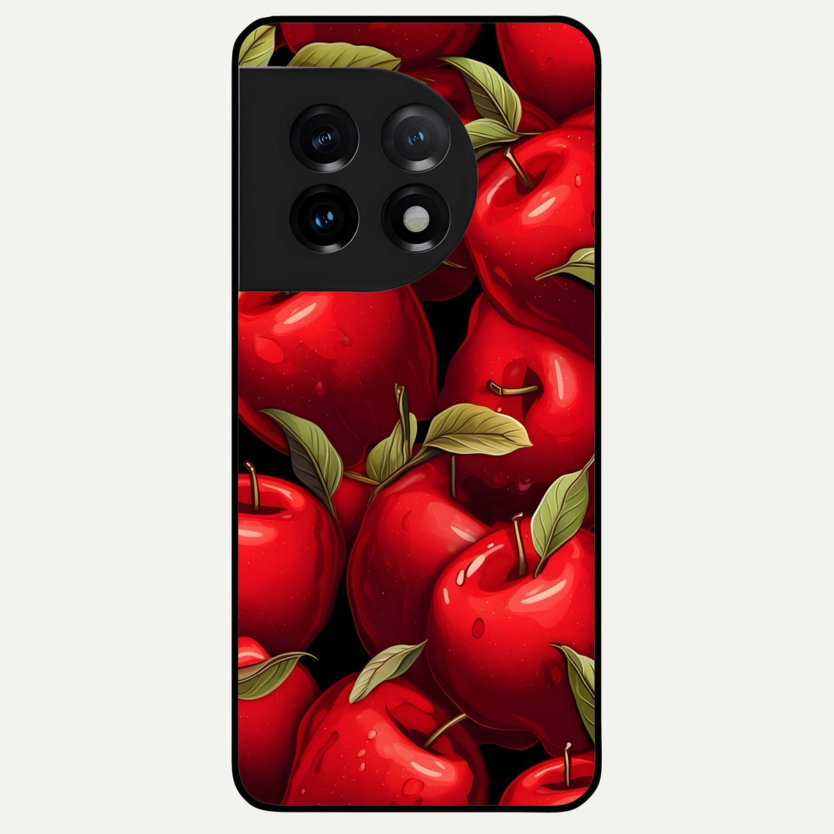  Apple Pattern Glass Case For OnePlus 11 back cover – full design glossy printed glass finish
