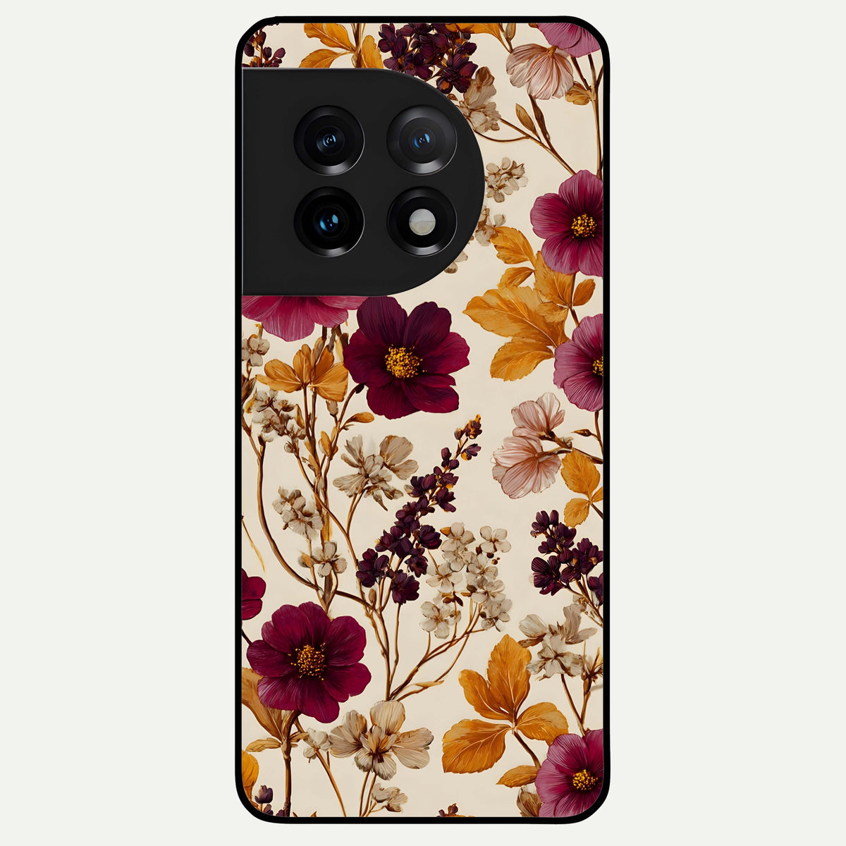  Autumn Wine Bloom Glass Case For OnePlus 11 back cover – full design glossy printed glass finish